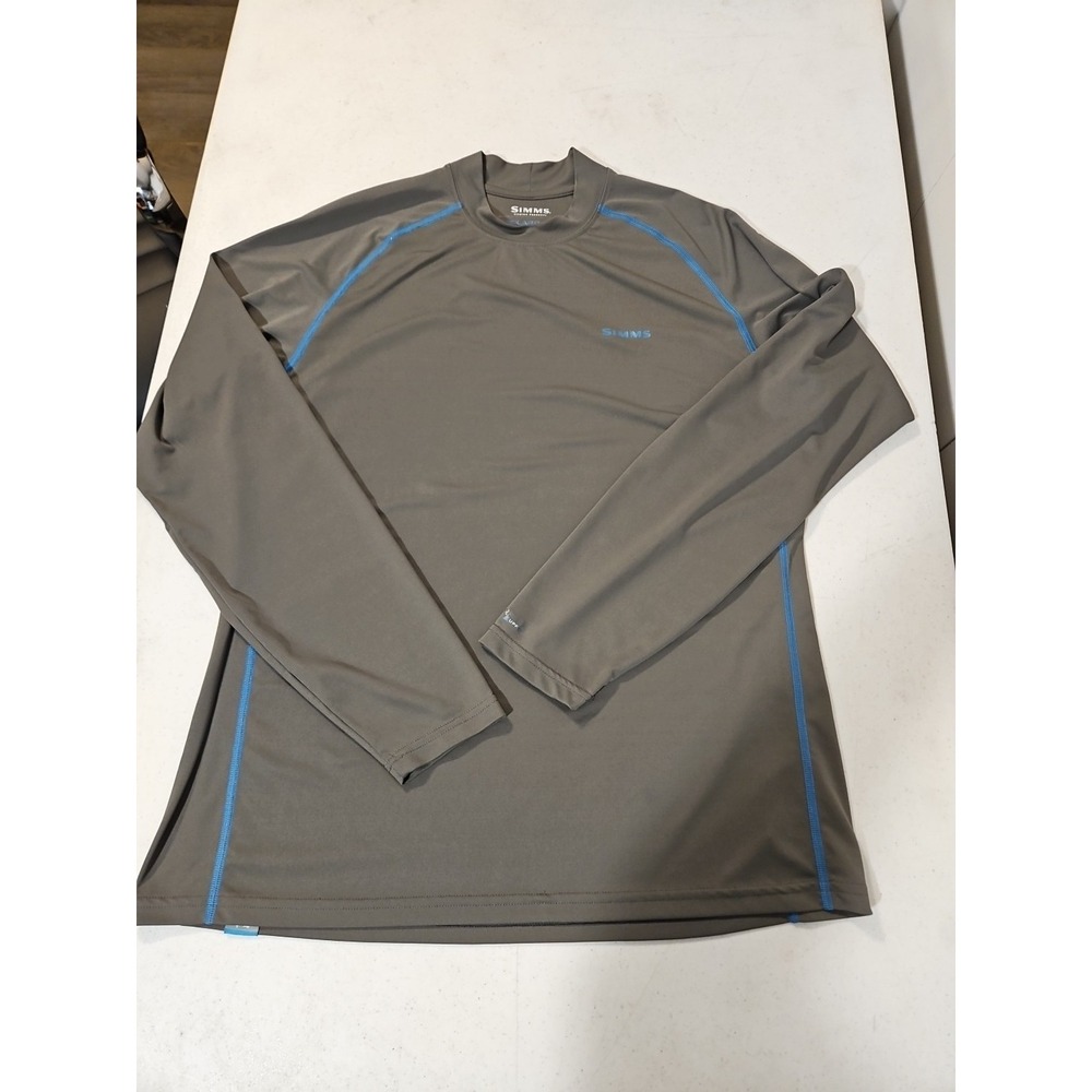 Simms Fishing Shirt Mens Large Gray Solarflex Long Sleeve Sun UV Protection(1583